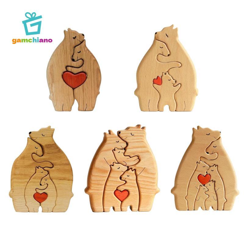 Gamchiano Gấu Gỗ Nghệ Thuật Xếp Hình, Gấu Gỗ Ghép Hình Điêu Khắc Gia Đình