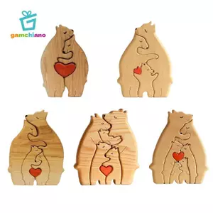 Gamchiano Gấu Gỗ Nghệ Thuật Xếp Hình, Gấu Gỗ Ghép Hình Điêu Khắc Gia Đình