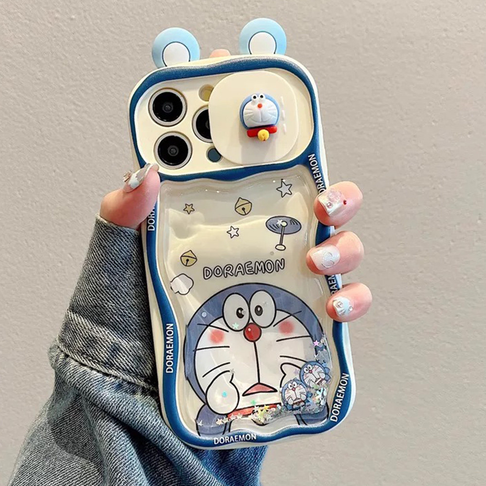 Ốp điện thoại cửa sổ trượt cát chảy tai 3D cho iPhone 17 Pro Max 16 Plus 15 14 13 12 11 Vỏ bảo vệ chống sốc
