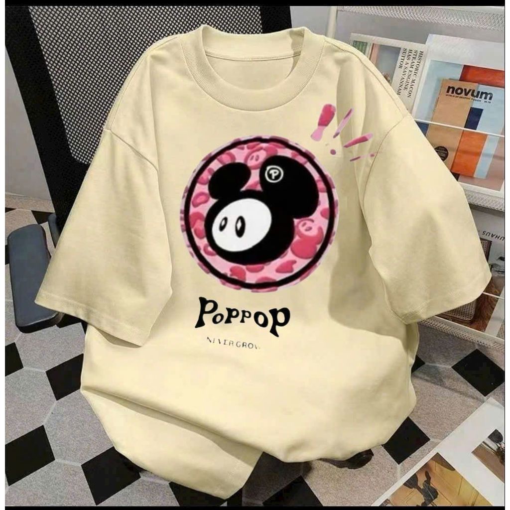 áo thun chữ POPOP  phong cách unisex form rộng cotton mẫu siêu hottrend