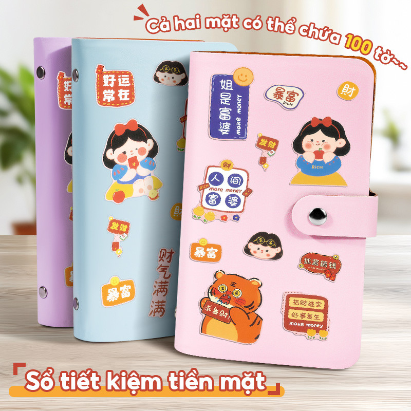 Sổ tiết kiệm đựng tiền phiên bản giới hạn A6 - Sổ tay chi tiêu 100 ngày phong cách phú bà với màu pastel