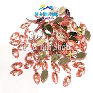 72 Viên Đá Kết Nhựa Lá Me 9x18mm Đính Kết Trang Phục Thời Trang, Làm Phụ Kiện Handmade
