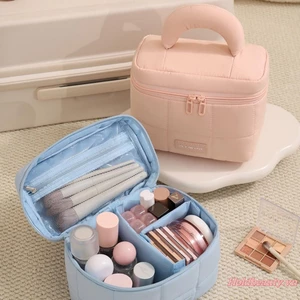 Dây Kéo Túi Trang Điểm Thời Trang Quilted Túi Đựng Mỹ Phẩm Di Động Túi Ly Hợp Quà Sinh Nhật Cho Nữ Bé Gái