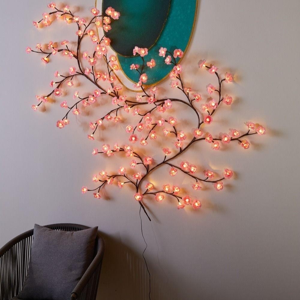 Dây đèn led cành hoa đào 1,2m có 48 bóng trang trí tường nhà cửa decor ngày lễ tết, phòng khách