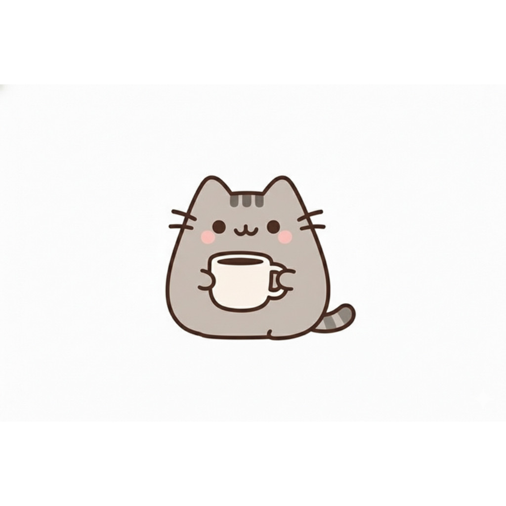 Chiếc móc khóa mèo xám tròn trịa Pusheen.
