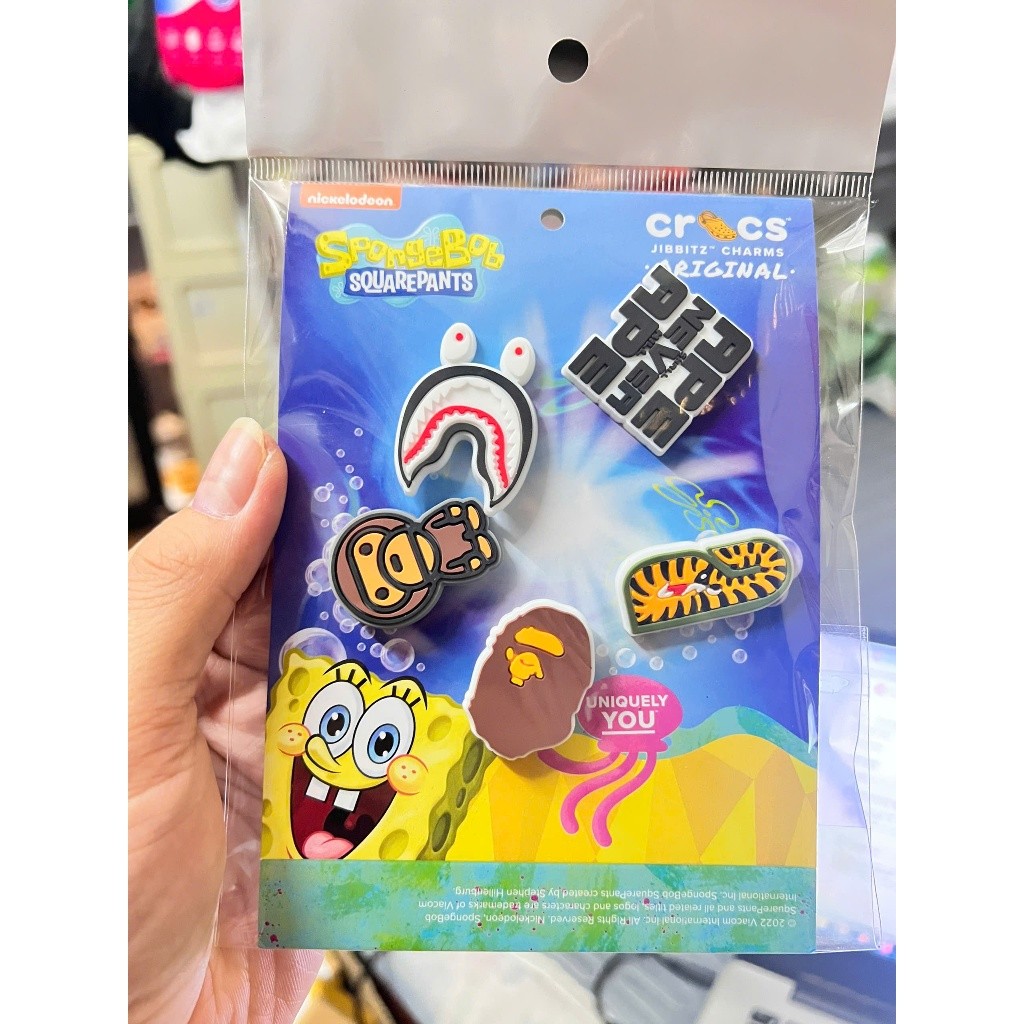 Charm gắn dép: Set charm BAPE- 5 món- Hàng chuẩn gắn clog