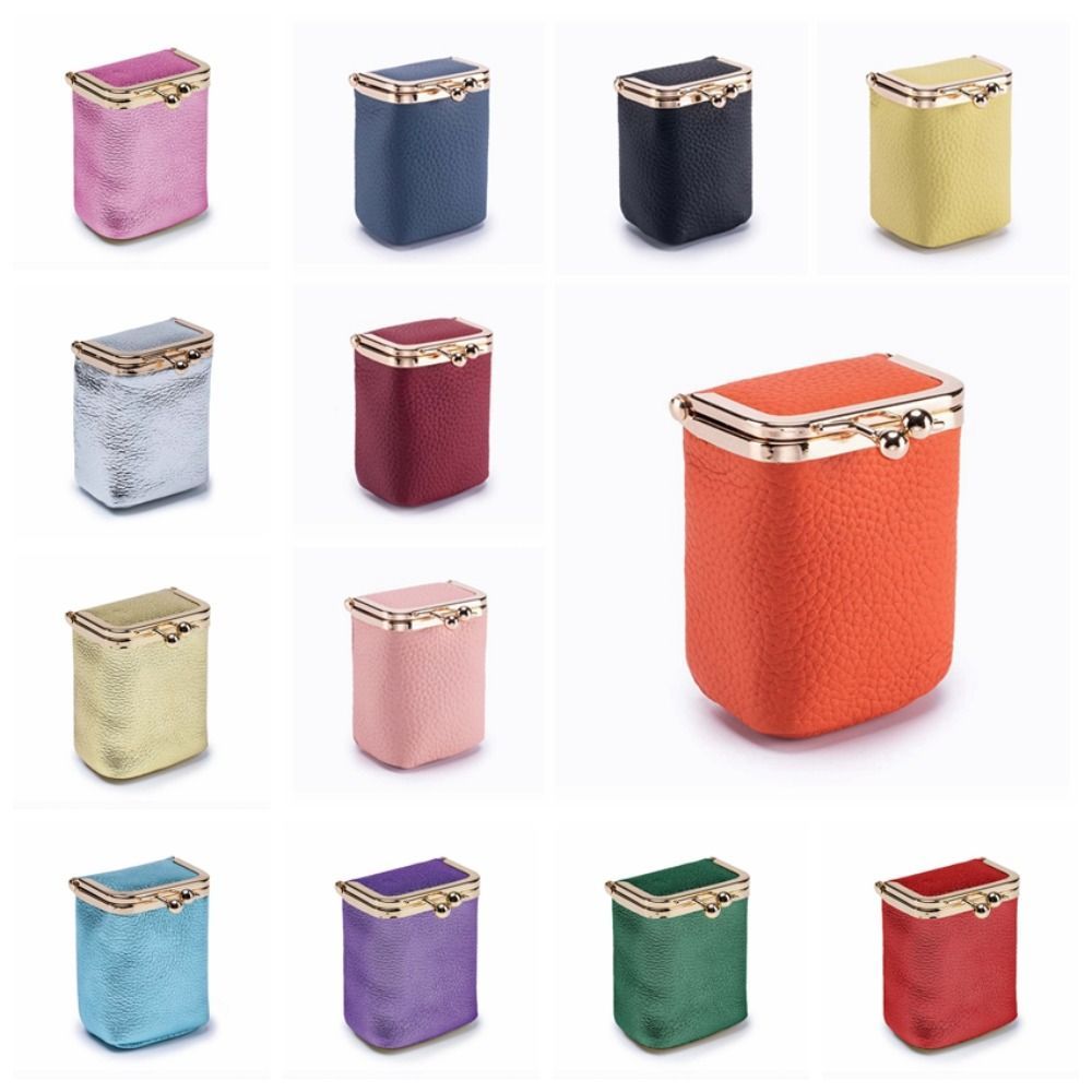 Túi đựng đồ trang sức bằng da GOJO, Tinh tế có gương Kiss Lock Ví đựng tiền xu, Mua sắm Túi đựng đồ nhỏ cầm tay cổ điển đơn giản dành cho nữ