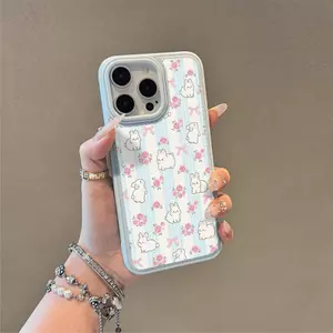 Màu xanh bột hoa nhỏ cho iPhone 17 16pro trường hợp 11 promax 15Plus trống gói