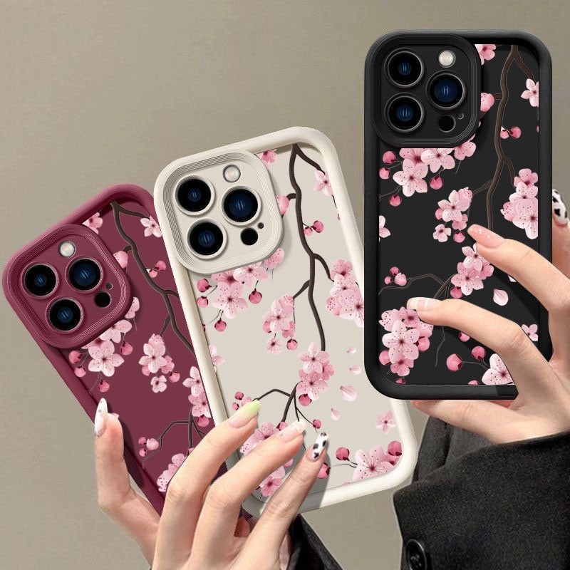 Ốp Điện Thoại Hoa Đào Retro Cho OPPO Reno 15F 11F 12F 13F 11 12 10 13 14 15 Pro Plus 8T 6 7 8 Pro 7Z 8Z Silicon Dễ Thương Chống Rơi Màu Kẹo Mềm Chống Sốc