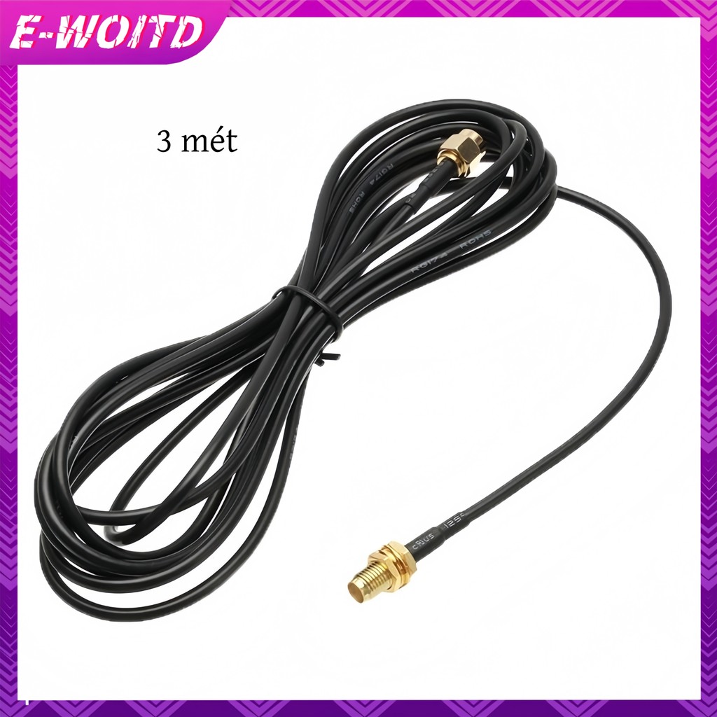 E-WOITD Cáp nối dài RP-SMA Sang SMA - Dây nạp đồng trục nam sang nữ cho Ăng-ten WiFi / Bộ định tuyến / Thẻ mạng RG174 E-WOITD