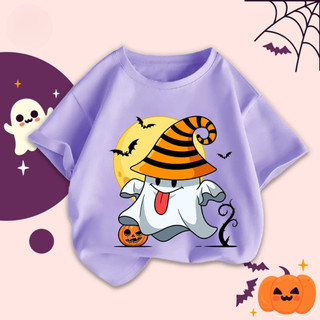 Áo thun in hình Halloween dễ thương dành cho bé trai, chỉ in một mặt.