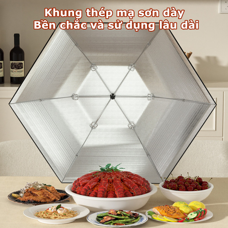 Lồng Bàn Đậy Thức Ăn Gấp Gọn 6 Cạnh - Chất Liệu An Toàn, Giữ Nóng Lâu, Chống Ruồi Hiệu Quả