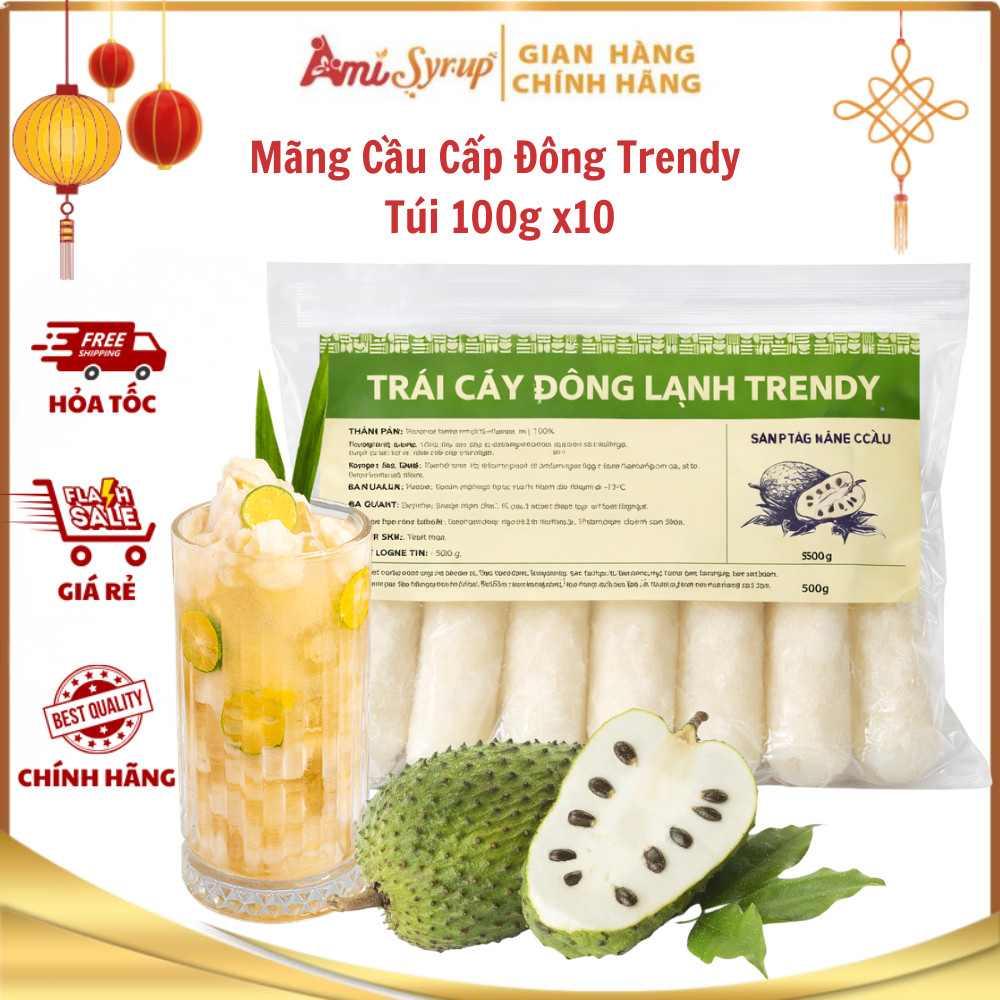 Mãng Cầu Cấp Đông Trendy Túi 100g x10 Túi Tươi Ngon, Giữ Trọn Hương Vị Tự Nhiên