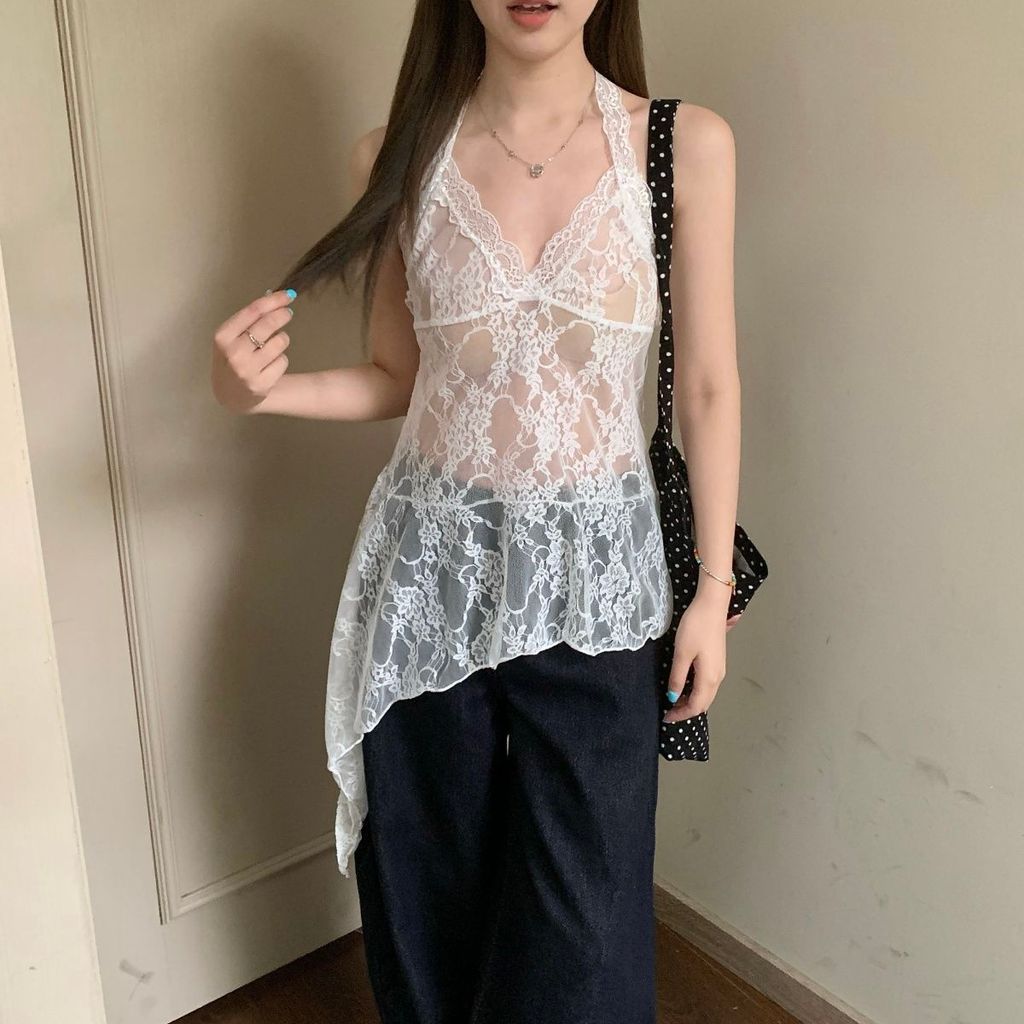 Milyfashion Pure Desire Ren Dây Cổ Sling Phong Cách Mới Chia Lớp Sling