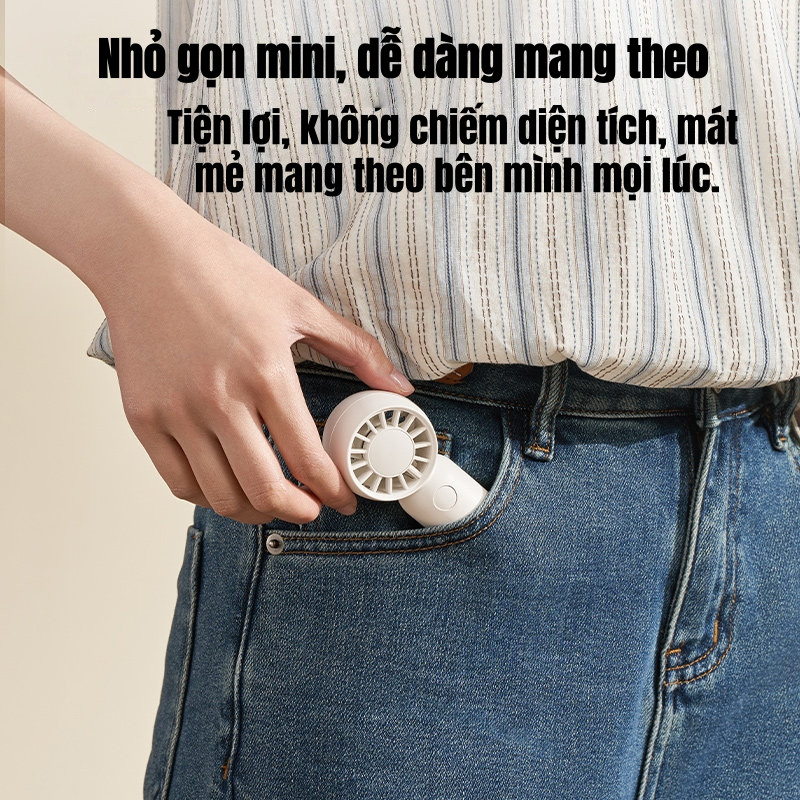Quạt mini cầm tay siêu nhỏ, quạt nhỏ gọn cho dân văn phòng, sạc điện, có thể đeo treo tiện lợi.