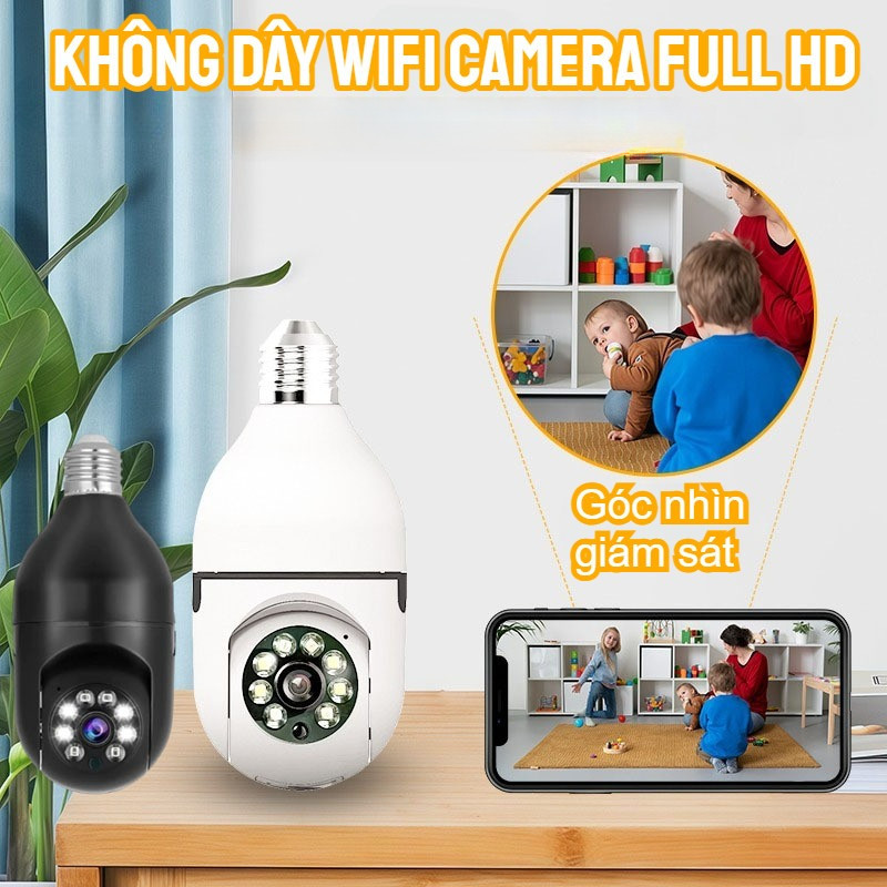 Camera Wifi Trong Bóng Đèn Full HD 1080P, Xoay 360 Độ, Đàm Thoại 2 Chiều, Tầm Nhìn Ban Đêm Rõ Nét, APP