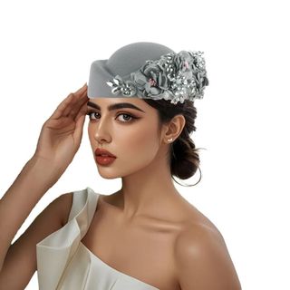 Mũ Turban NECKLACEMASK, Mũ trùm đầu nỉ mềm mại hoa thủ công, Vải không dệt thời trang Kim cương giả Mũ nồi thoáng khí cho bữa tiệc tối