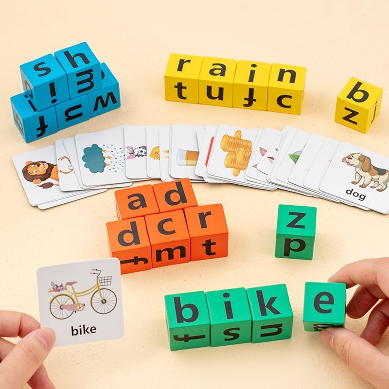 【🇻🇳Có sẵn kho】Kích thước lớn Chữ Chính tả Khối Flash Thẻ Trò chơi Montessori Đồ chơi Từ tiếng Anh Học tập sớm Đồ chơi giáo dục