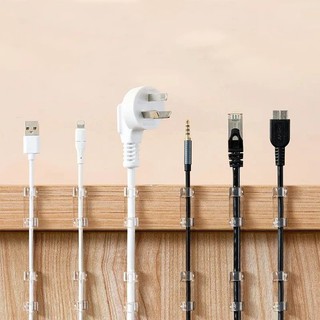 20 / 60 / 100 Cái Kẹp Cáp Dính Mạnh - Hộp Đựng Dây Dữ Liệu USB Trong Suốt Máy Tính Để Bàn Sắp Xếp