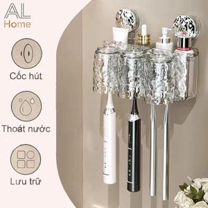 Giá để bàn chải đánh răng chất lượng cao, Kệ treo cốc và bàn chải hút chân không dán tường，giá để đồ trong phòng tắm