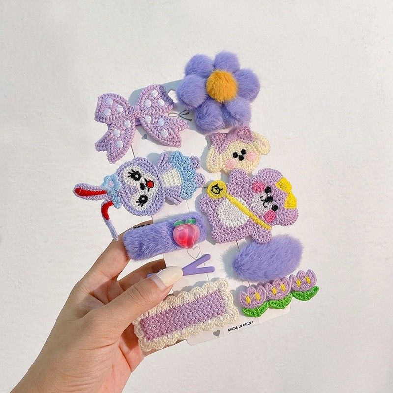 Set 10 kẹp tóc nơ vải bông dễ thương dành cho bé gái phong cách hàn quốc