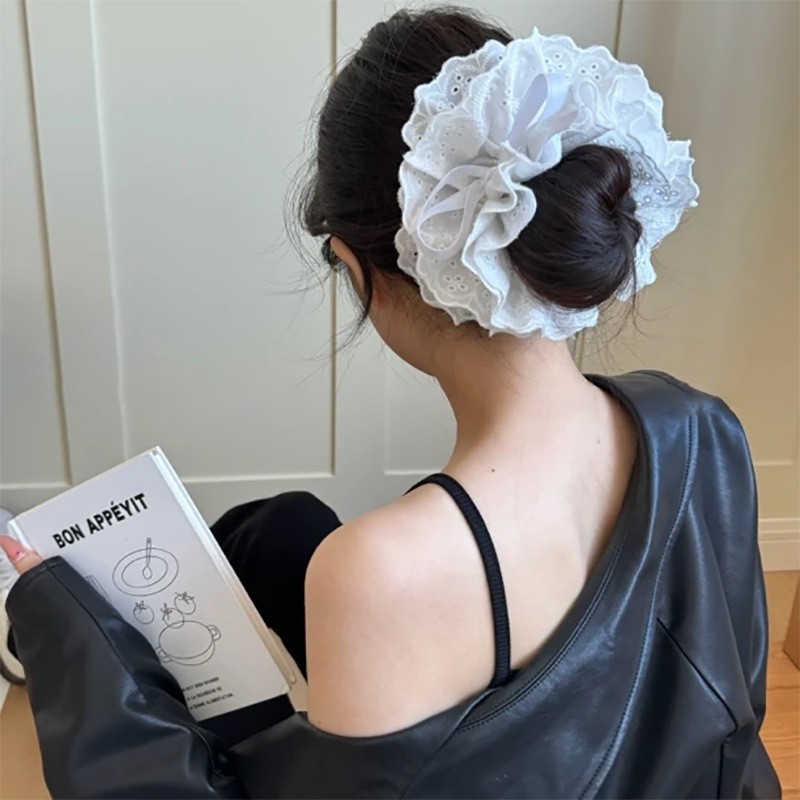 Dây Buộc Tóc Lớn Cho Người Phụ Nữ Mới Siêu Cổ Tích Nhiều Lớp Ren Scrunchies Dây Rút Dây Buộc Tóc