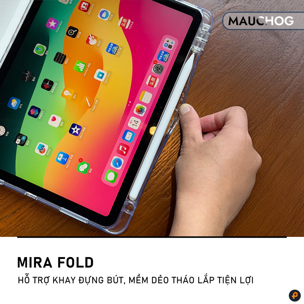 Bao Da iPad Chân Đế Chữ Y Có Khay Đựng Bút Cho iPad Pro M5 M4 M2 M1 Air 7 6 5 4 Gen 11 10 Mini 7 6
