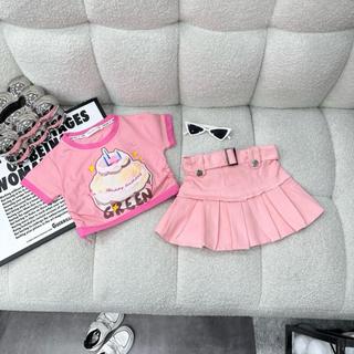 S51-[tomnaukids]Set áo thun phối chân váy kaki mềm bé gái cực xinh - Size 8-30Kg
