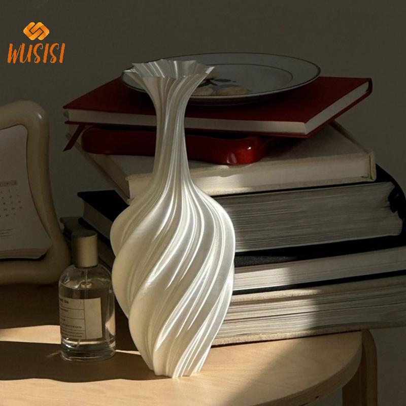 [WUSISI] Bình in 3d Bình hoa phong cách hiện đại có hoa văn xoáy Bình trưng bày hoa thẩm mỹ cho phòng khách Trang trí máy tính để bàn MỚI