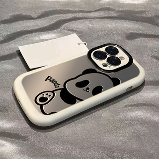 Ốp lưng IPhone 17 16 15 14 13 12 11 Pro Max XRXSMax 78 Plus Dễ thương Cartoon Panda Puff trường hợp điện thoại