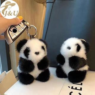 JU Gấu Trúc Nhỏ Sang Trọng Túi Nữ Đồ Trang Trí Dễ Thương Giả Lông chồn Gấu Trúc Móc Khóa Xe Ô Tô VN