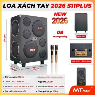 Loa kéo S11 Plus bass đôi 20 công suất 400w , Micro pin sạc hút âm tốt , hát hay nhẹ