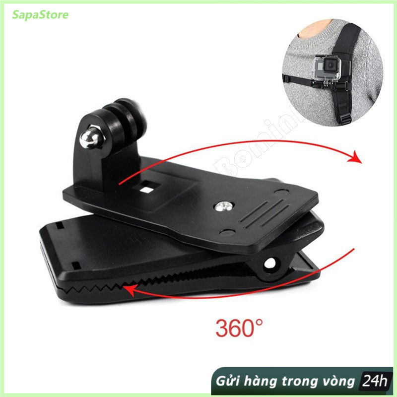 Kẹp camera 360° gắn ba lô cho GoPro DJI Xoay 360 độ，Kẹp Camera Hành Trình，Đa năng，Gắn túi，Đi phượt, leo núi, du lịch