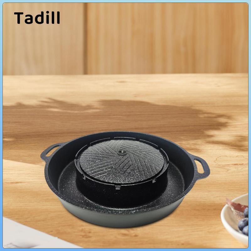 Chảo Nướng Tròn Chống Dính 2 Trong 1 Lẩu Nướng Lưới Bề Mặt Nhôm Thiết Bị Nấu Ăn Di Động Thích Hợp Cho Ăn Ngoài Trời Nhà Bếp
