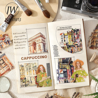 JIANWU Bản Đồ Du Lịch Lãng Mạn Series Vintage Thành Phố Xây Dựng Phong Cảnh Chất Liệu Cắt Dán PET Sáng Tạo DIY Tạp Chí Văn Phòng Phẩm