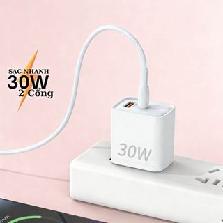 Củ sạc nhanh 30W Cốc sạc 2 cổng PD30W siêu bền có báo đèn dùng cho iP samsung oppo xiaomi