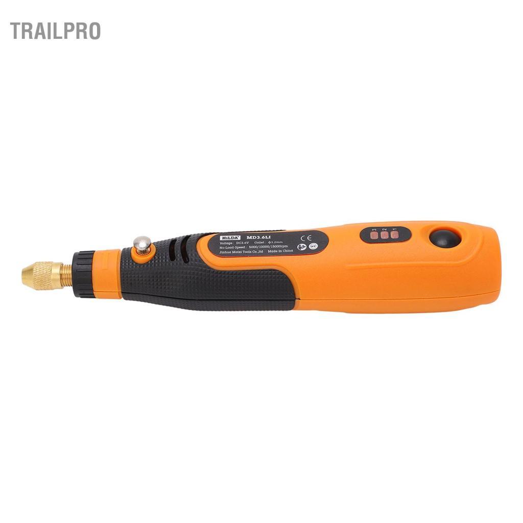 TrailPro Điện Bút Đánh Bóng Công Thái Học 10W Kích Thước Nhỏ Gọn Không Dây Dụng Cụ Xoay Có Thể Sạc Lại Tiếng Ồn Thấp Để Chà Nhám