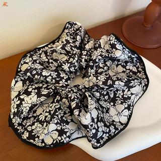 Scrunchie cổ điển màu đen trắng, thiết kế vintage, phù hợp cho tóc thanh lịch