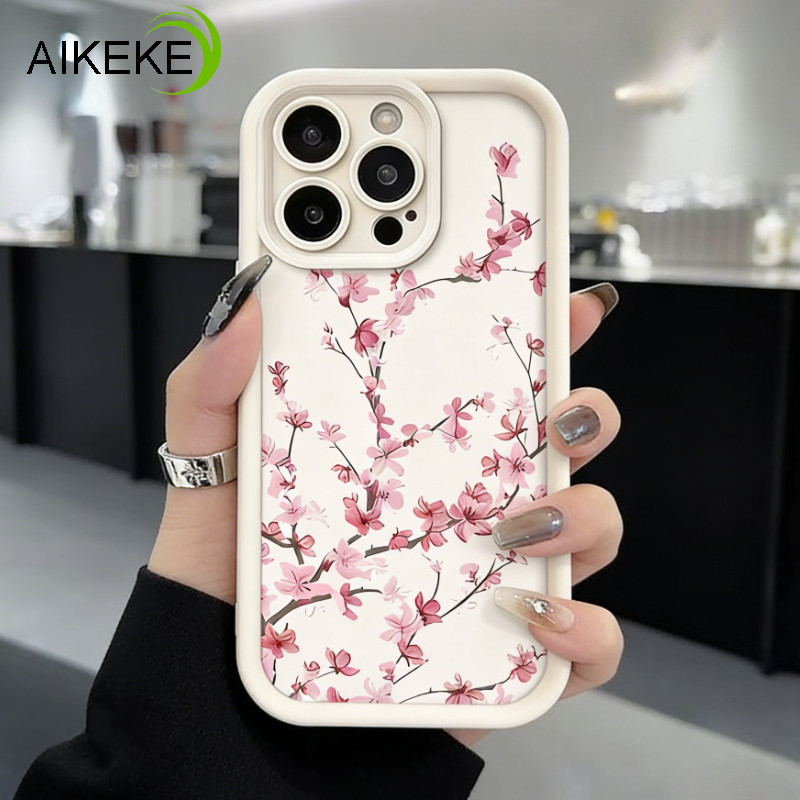 Ốp Điện Thoại Màu Trơn Hoa Đào Đơn Giản Cho Redmi 15 15C 14C 13C 13 12 12R 12C 11A 10 Prime Power 10C 10A 9A 9 9C NFC 9T 9i Vỏ Mùa Xuân Tươi Chống Rơi Ốp Lưng Mềm