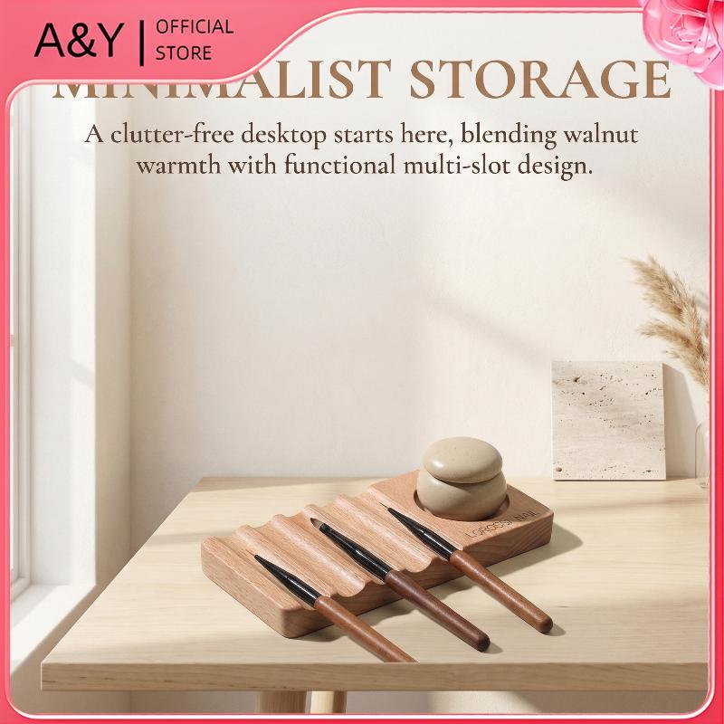 A & Y Nail Art Pen Ra Set Khay trộn màu đa chức năng bằng gỗ có bút Kệ đựng bút Dụng cụ sắp xếp và trưng bày bút.