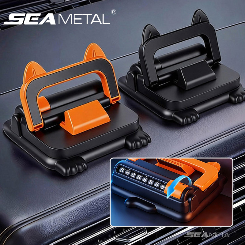 SEAMETAL Bảng điều khiển đa chức năng Giá đỡ điện thoại trên ô tô Xoay 360 ° Giá đỡ điện thoại trên ô tô ổn định có biển số đỗ xe