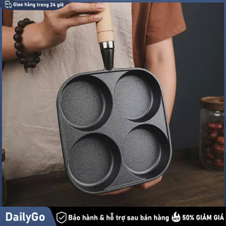 Chảo 4 ngăn chiên trứng làm bánh chống dính tay cầm gỗ bếp từ Chảo 4 ngăn،Chảo Gang Chống Dính
