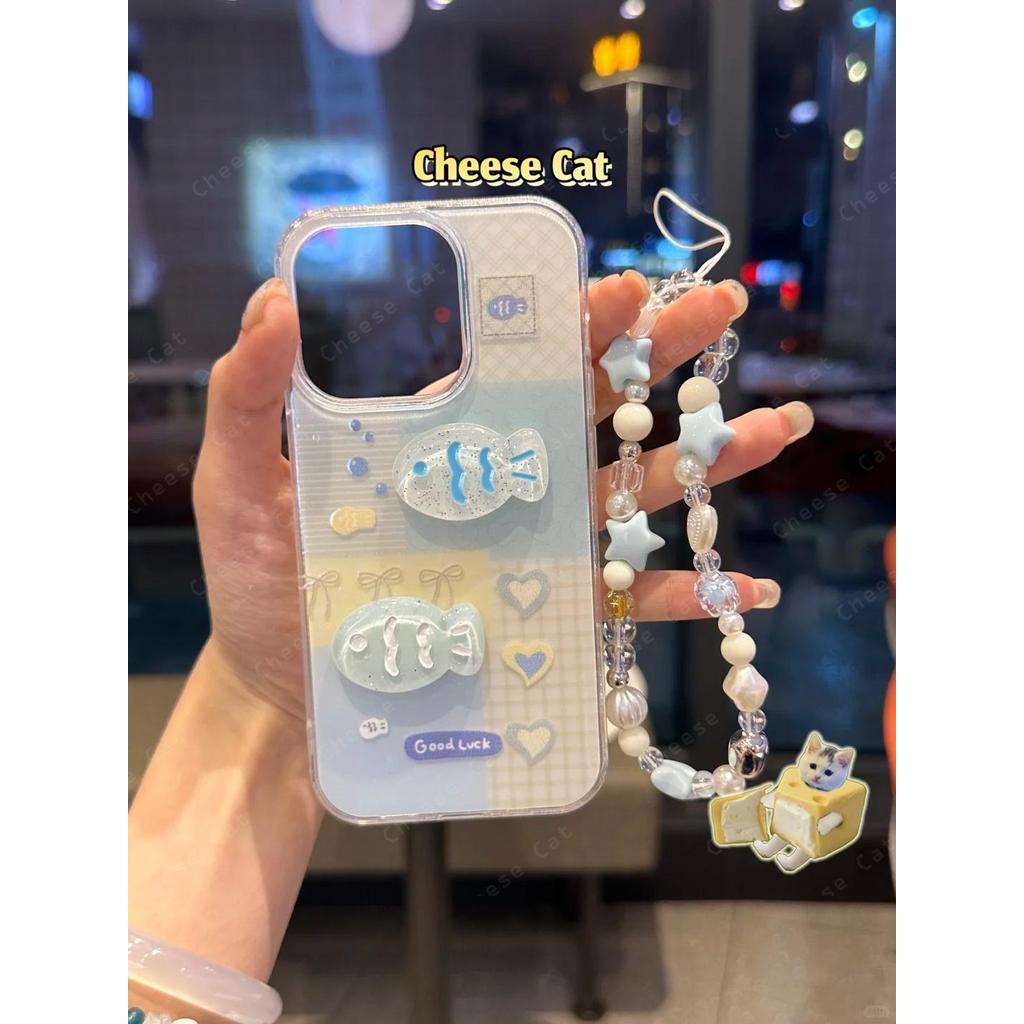 Ốp lưng DIY hình cá pha lê 3D mùa hè tương thích với iPhone 14 13 12 11 15 16 17 Pro Max XR Xs Max 6 7 8 Plus