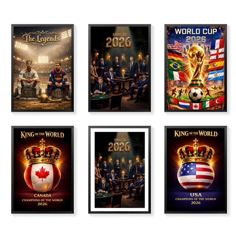2026 FIFA World Cup USA Canada Mexico Poster Bóng Đá In Canvas Không Khung Nghệ Thuật Treo Tường