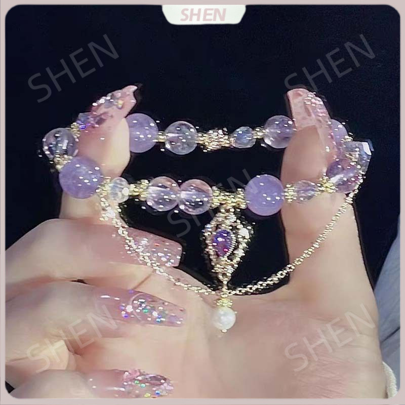 Hui Bạn Gái Tặng Wisteria Vòng Tay Hoa Cảm Giác Tinh Tế Vòng Tay Cổ Tích Thạch Anh Tím Vòng Tay Màu Sắc Tương Phản Ánh Sáng Cao Cấp Niche