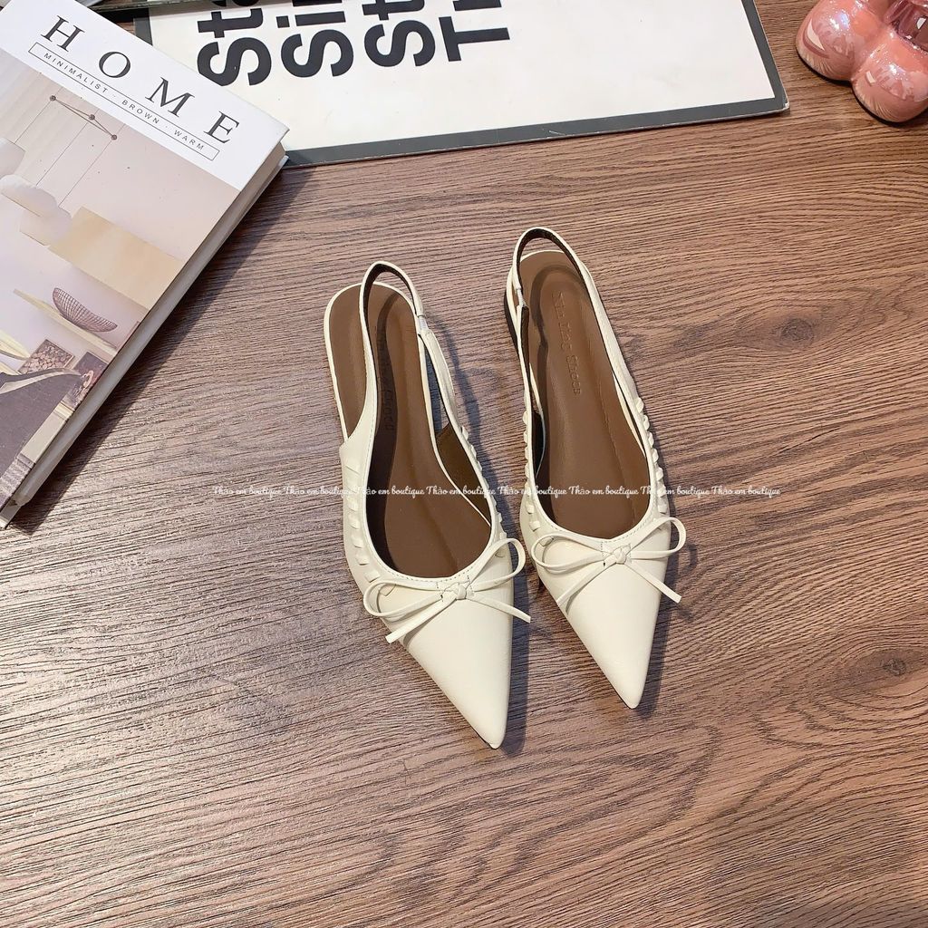 [Thảo Em - SBN223] Sục bệt nữ nhọn quảng châu nơ nhỏ có quai sau, đế bệt 1-2p [Có Sẵn]