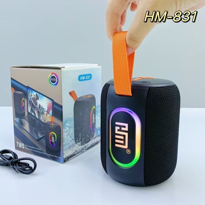 𝐓𝐞𝐜𝐡 𝐒𝐭𝐨𝐫𝐞 Loa Bluetooth Mini HM-831 Không Dây Xách Tay Siêu Bass Đèn LED Chống Nước