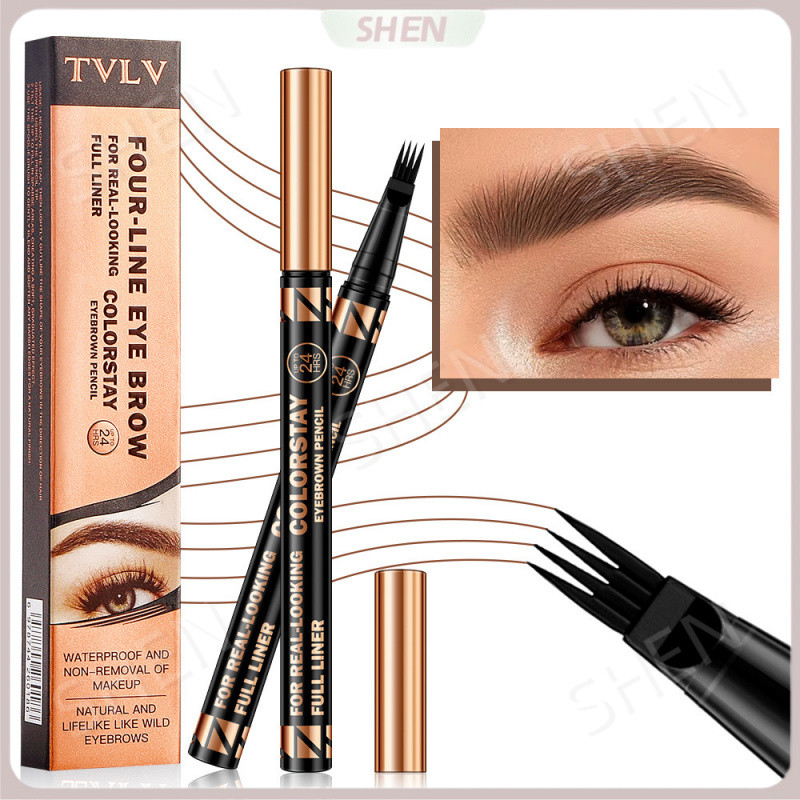 Bút chì kẻ mày bốn mặt Nhuộm kem tạo kiểu lông mày Chống thấm mồ hôi Giữ trang điểm Không phai màu Tự nhiên hoang dã