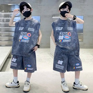 Bộ quần áo ba lỗ bé trai 14-52kg mẫu SAINT. Chất liệu vải thoáng mát, co dãn, màu sắc đẹp. NL18