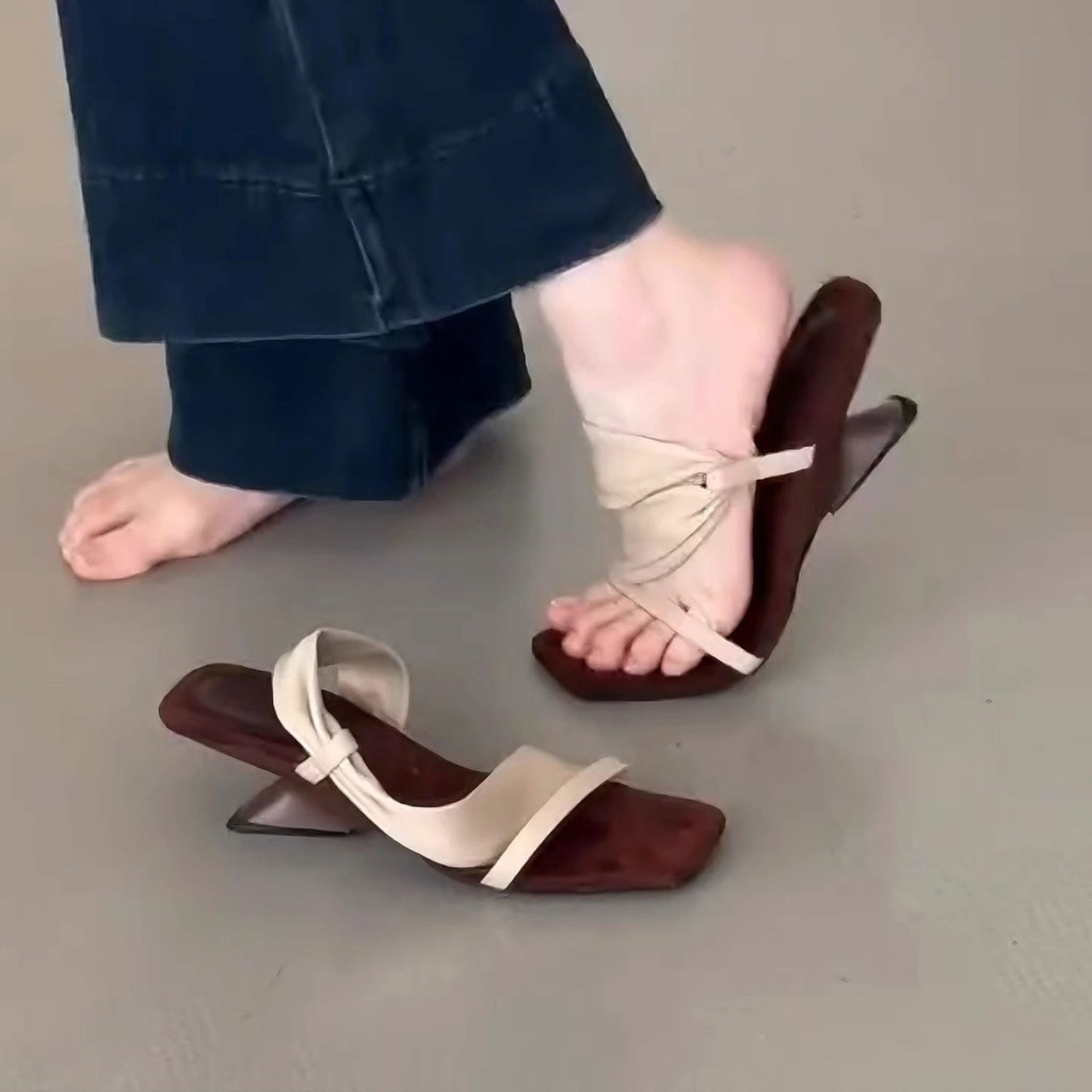 Dép sandal nữ cao gót 5 phân quai ngang thanh lịch phong cách Hàn Quốc mẫu hot